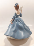 Vintage LJ Lady Jane with Hand Fan Blue Hand Painted 9 1/2" Tall Ceramic Figurine Statue