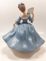 Vintage LJ Lady Jane with Hand Fan Blue Hand Painted 9 1/2" Tall Ceramic Figurine Statue
