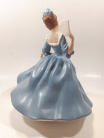 Vintage LJ Lady Jane with Hand Fan Blue Hand Painted 9 1/2" Tall Ceramic Figurine Statue