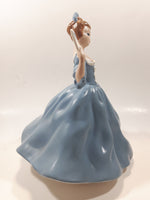 Vintage LJ Lady Jane with Hand Fan Blue Hand Painted 9 1/2" Tall Ceramic Figurine Statue
