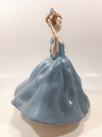 Vintage LJ Lady Jane with Hand Fan Blue Hand Painted 9 1/2" Tall Ceramic Figurine Statue