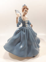 Vintage LJ Lady Jane with Hand Fan Blue Hand Painted 9 1/2" Tall Ceramic Figurine Statue