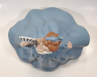 Vintage LJ Lady Jane with Hand Fan Blue Hand Painted 9 1/2" Tall Ceramic Figurine Statue