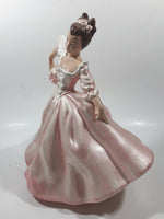 Vintage LJ Lady Jane with Hand Fan Pink Hand Painted 9 1/2" Tall Ceramic Figurine Statue