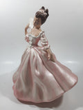 Vintage LJ Lady Jane with Hand Fan Pink Hand Painted 9 1/2" Tall Ceramic Figurine Statue