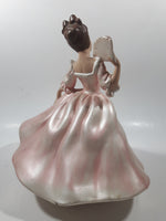 Vintage LJ Lady Jane with Hand Fan Pink Hand Painted 9 1/2" Tall Ceramic Figurine Statue
