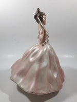 Vintage LJ Lady Jane with Hand Fan Pink Hand Painted 9 1/2" Tall Ceramic Figurine Statue