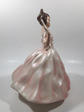 Vintage LJ Lady Jane with Hand Fan Pink Hand Painted 9 1/2" Tall Ceramic Figurine Statue