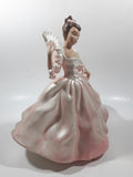 Vintage LJ Lady Jane with Hand Fan Pink Hand Painted 9 1/2" Tall Ceramic Figurine Statue