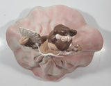 Vintage LJ Lady Jane with Hand Fan Pink Hand Painted 9 1/2" Tall Ceramic Figurine Statue