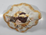 Vintage LJ Lady Jane with Hand Fan White and Orange Yellow Frilled Hand Painted 9 1/2" Tall Ceramic Figurine Statue