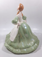 Vintage Hershey Mold Maiden Lady with Green Hoop Dress Hand Painted 9" Tall Ceramic Figurine Statue