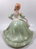 Vintage Hershey Mold Maiden Lady with Green Hoop Dress Hand Painted 9" Tall Ceramic Figurine Statue