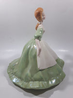Vintage Hershey Mold Maiden Lady with Green Hoop Dress Hand Painted 9" Tall Ceramic Figurine Statue