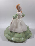 Vintage Hershey Mold Maiden Lady with Green Hoop Dress Hand Painted 9" Tall Ceramic Figurine Statue