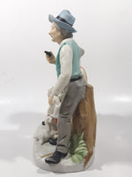 Vintage Old Man and Woman Couple with Dog 8 1/2" Tall Figurine Sculpture Made in Japan