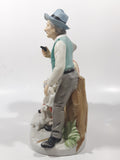 Vintage Old Man and Woman Couple with Dog 8 1/2" Tall Figurine Sculpture Made in Japan