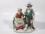 Vintage Old Man and Woman Couple with Dog 8 1/2" Tall Figurine Sculpture Made in Japan