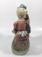 Vintage Old Man and Woman Couple Woman Whispering In His Ear Book and Teapot Set 7" Tall Figurine Sculpture