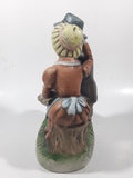 Vintage Old Man and Woman Couple Woman Whispering In His Ear Book and Teapot Set 7" Tall Figurine Sculpture
