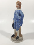 Vintage Homco Blue Boy Holding Black Hat and Pinkie Girl in Pink Dress 6" Tall Ceramic Figurine Set of 2