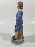 Vintage Homco Blue Boy Holding Black Hat and Pinkie Girl in Pink Dress 6" Tall Ceramic Figurine Set of 2