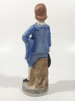 Vintage Homco Blue Boy Holding Black Hat and Pinkie Girl in Pink Dress 6" Tall Ceramic Figurine Set of 2