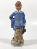 Vintage Homco Blue Boy Holding Black Hat and Pinkie Girl in Pink Dress 6" Tall Ceramic Figurine Set of 2