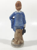Vintage Homco Blue Boy Holding Black Hat and Pinkie Girl in Pink Dress 6" Tall Ceramic Figurine Set of 2