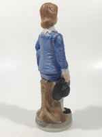 Vintage Homco Blue Boy Holding Black Hat and Pinkie Girl in Pink Dress 6" Tall Ceramic Figurine Set of 2