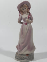Vintage Homco Blue Boy Holding Black Hat and Pinkie Girl in Pink Dress 6" Tall Ceramic Figurine Set of 2