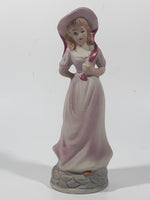 Vintage Homco Blue Boy Holding Black Hat and Pinkie Girl in Pink Dress 6" Tall Ceramic Figurine Set of 2