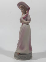 Vintage Homco Blue Boy Holding Black Hat and Pinkie Girl in Pink Dress 6" Tall Ceramic Figurine Set of 2