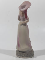 Vintage Homco Blue Boy Holding Black Hat and Pinkie Girl in Pink Dress 6" Tall Ceramic Figurine Set of 2
