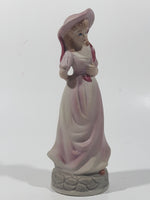 Vintage Homco Blue Boy Holding Black Hat and Pinkie Girl in Pink Dress 6" Tall Ceramic Figurine Set of 2