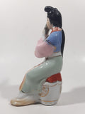 Vintage Japanese Geisha Girl with Instrument 6 1/4" Tall Lustre Lustreware Hand Painted Porcelain Figurine