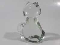 Clear Art Glass 3 1/8" Tall Kitty Cat Figurine
