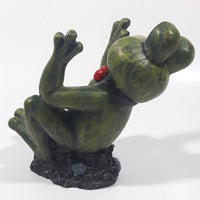 Green Frog with Red Bow Tie 7" Tall Resin Figurine