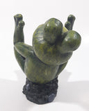 Green Frog with Red Bow Tie 7" Tall Resin Figurine