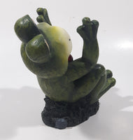 Green Frog with Red Bow Tie 7" Tall Resin Figurine