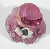 Vintage Girl in Pink Dress with Bows Wearing a Hat Holding Pen and Paper 7" Ceramic Wind Up Musical Figurine