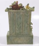 Outdoor Shelf Cabinet Garden Stand Over Run By Tropical Birds and Flowers 5 1/2" Tall Detailed Resin ST Clock