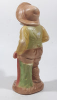 Vintage 1978 Old Man Holding Cane with Pipe In His Mouth 6" Tall Hand Painted Ceramic Figurine