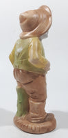 Vintage 1978 Old Man Holding Cane with Pipe In His Mouth 6" Tall Hand Painted Ceramic Figurine