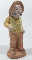 Vintage 1978 Old Man Holding Cane with Pipe In His Mouth 6" Tall Hand Painted Ceramic Figurine
