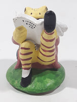 Frog in Suit Sitting Reading a Book 3 1/2" Tall Ceramic Figurine