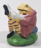 Frog in Suit Sitting Reading a Book 3 1/2" Tall Ceramic Figurine