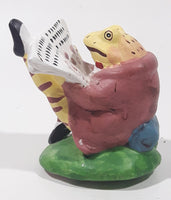 Frog in Suit Sitting Reading a Book 3 1/2" Tall Ceramic Figurine