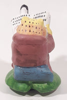 Frog in Suit Sitting Reading a Book 3 1/2" Tall Ceramic Figurine