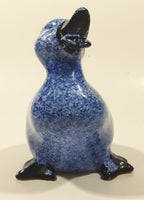Vintage 1983 Enesco Blue Speckled Duck with Black Beak 6" Tall Ceramic Figurine